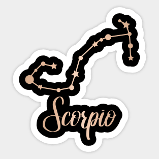 Scorpio Zodiac Constellation in Rose Gold - Black Sticker